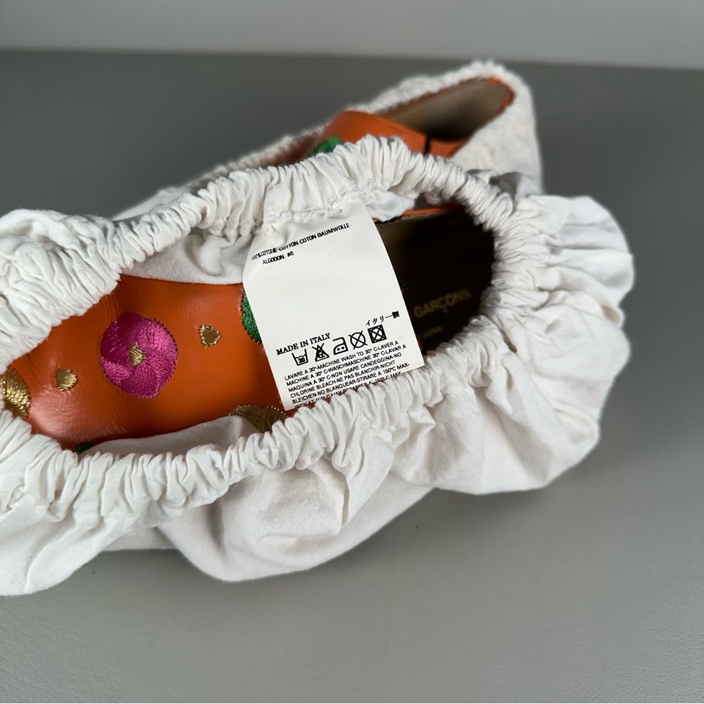 rare Comme des Garcons Embroidered Flowers Orange Loafers - Picture 11 of 11